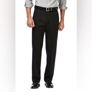 NWT Haggar Men Black Premium No Iron Classic Flat Front Dress Pants 34‎ W x 34 L